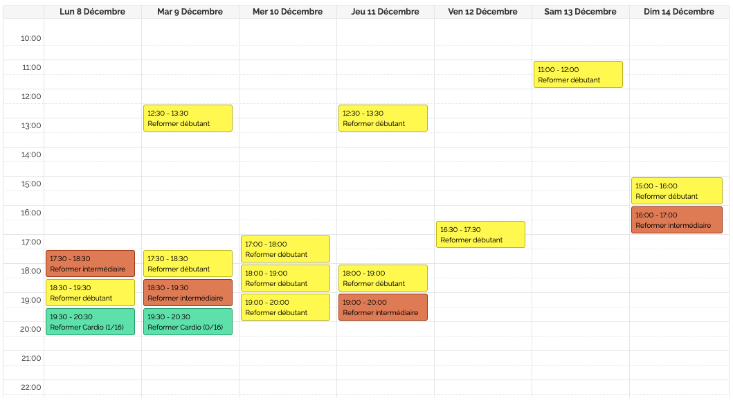 Horaire Pilates Reformers