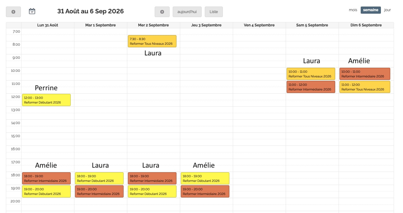 Horaire Pilates Reformers